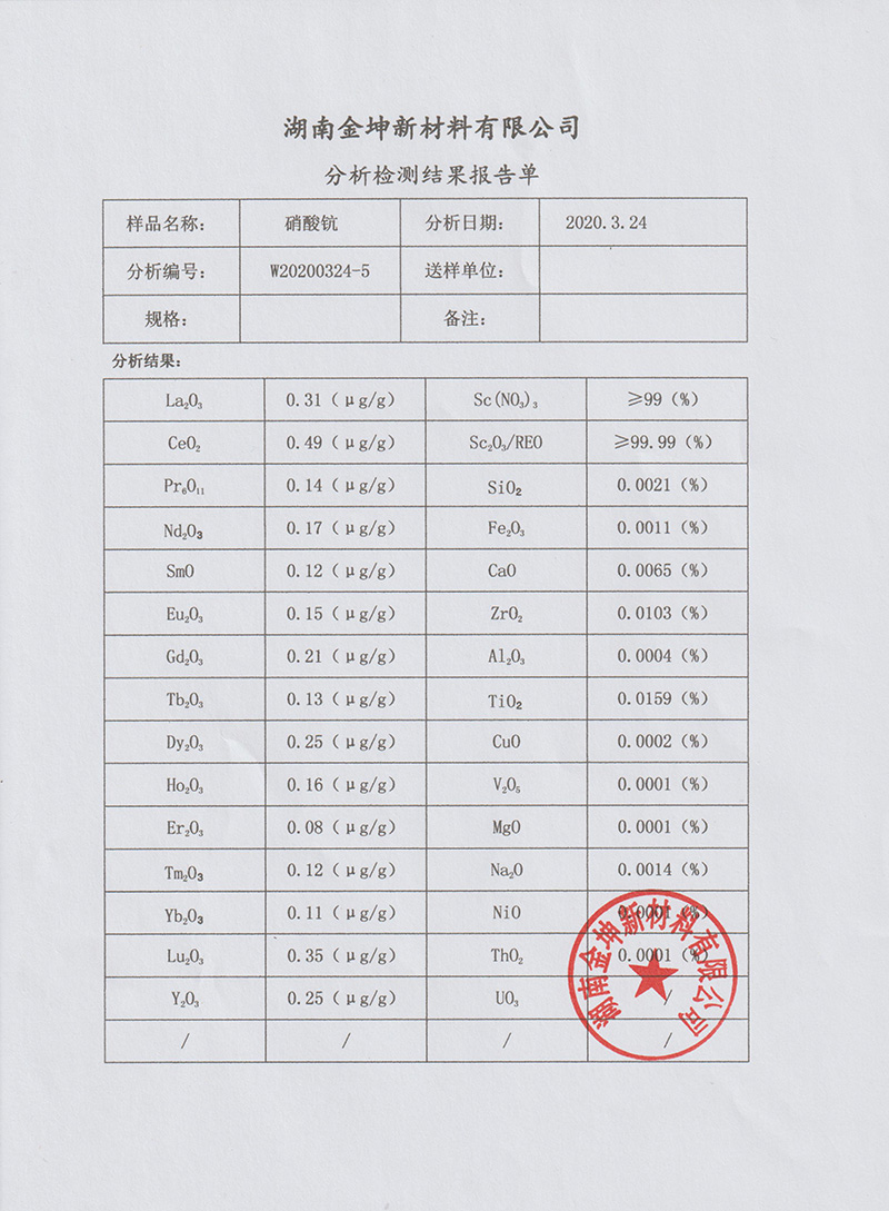 湖南金坤新材料有限公司,金屬鈧,金屬鈧粉,鋁鈧合金,金屬鈧靶,鋁鈧靶材,鋁基靶材,氧化鈧,各類鈧鹽,氟化鈧,貴金屬粉末低氧超細(xì)鈦粉,鋯粉,鉿粉,鈮粉,鉭粉